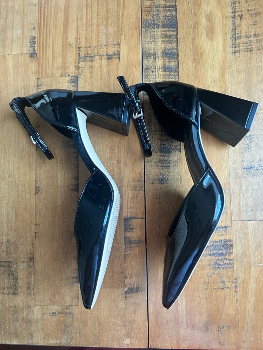 Calvin Klein Black Patent Pointed Slingback Pumps - Picture 3 of 7